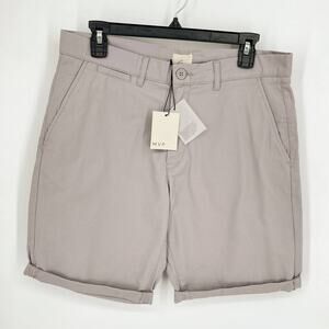MVP Longer Length Chino Shorts Gray Cuffed Cotton NEW Mens Sz 31